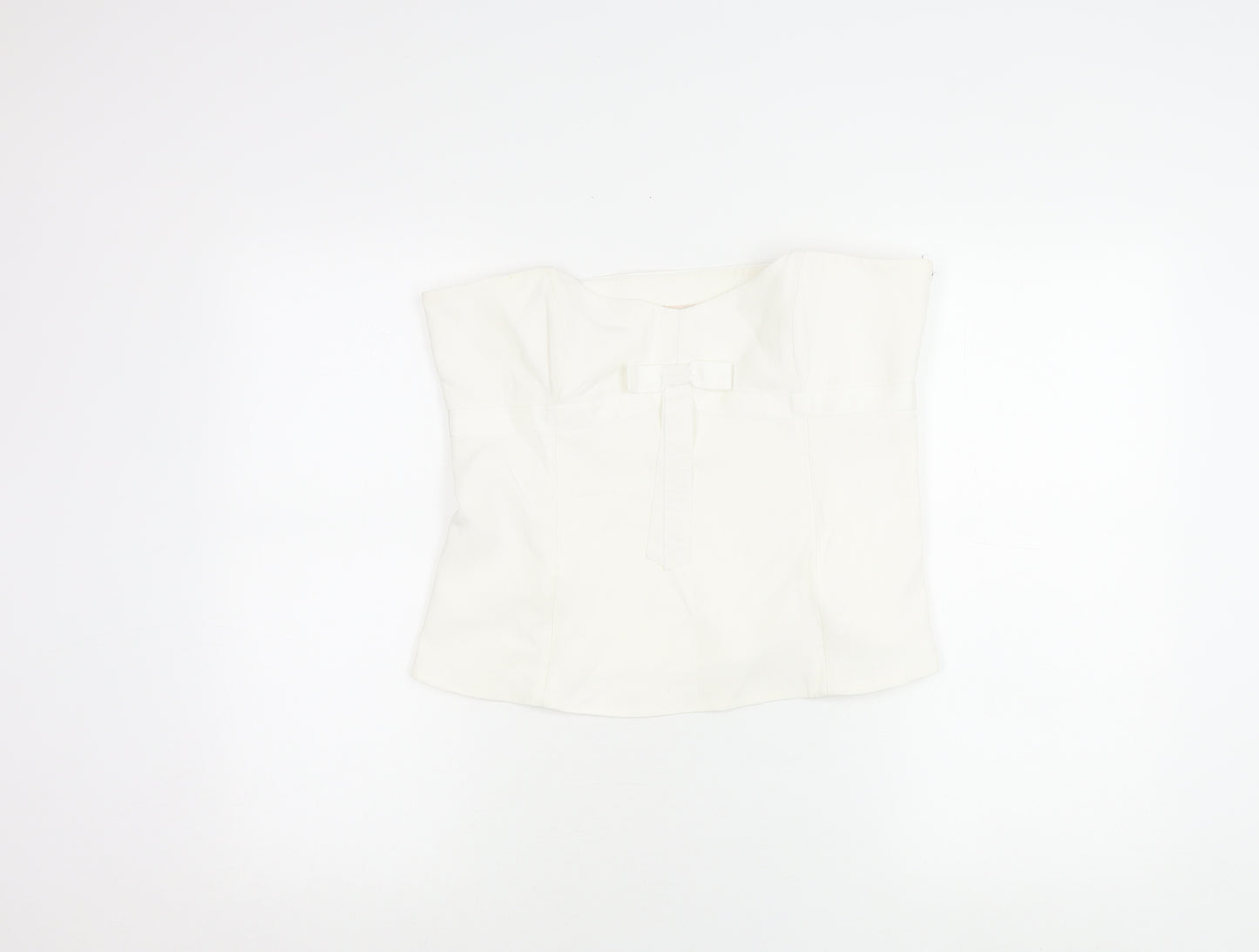 Whistles Women Ivory Strapless Satin Bow Detail Blouse UK 16