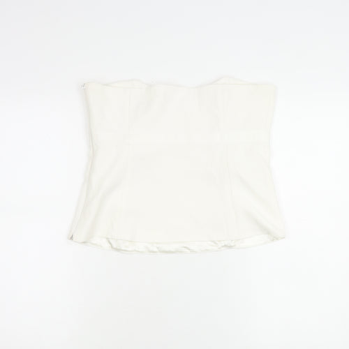 Whistles Women Ivory Strapless Satin Bow Detail Blouse UK 16