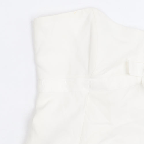 Whistles Women Ivory Strapless Satin Bow Detail Blouse UK 16