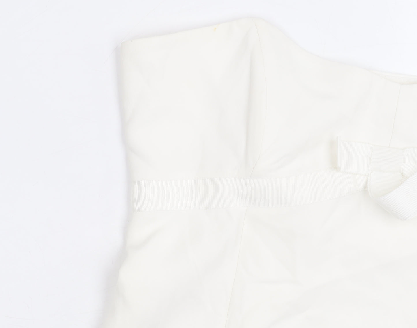 Whistles Women Ivory Strapless Satin Bow Detail Blouse UK 16
