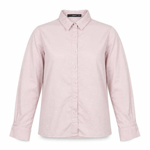 Madame Womens Pink Polka Dot Button-Up Shirt Size 10 Long Sleeve