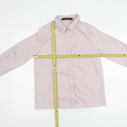 Madame Womens Pink Polka Dot Button-Up Shirt Size 10 Long Sleeve