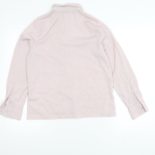Madame Womens Pink Polka Dot Button-Up Shirt Size 10 Long Sleeve