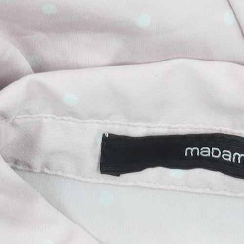 Madame Womens Pink Polka Dot Button-Up Shirt Size 10 Long Sleeve