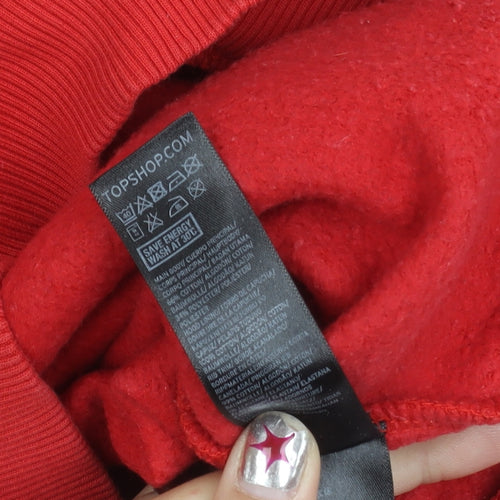 Topshop Womens Red USAF Logo Pullover Hoodie Size 8 Cotton Blend