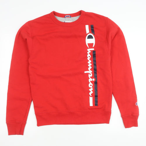 Champion Women Red Small Pullover Sweatshirt Crew Neck Logo