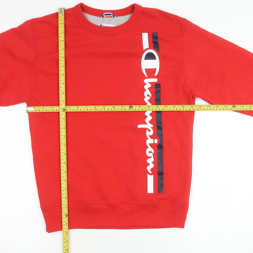 Champion Women Red Small Pullover Sweatshirt Crew Neck Logo
