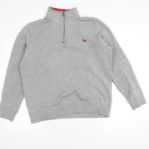 Jack Russell Men's Grey M 1/4 Zip Sweatshirt High Neck Logo