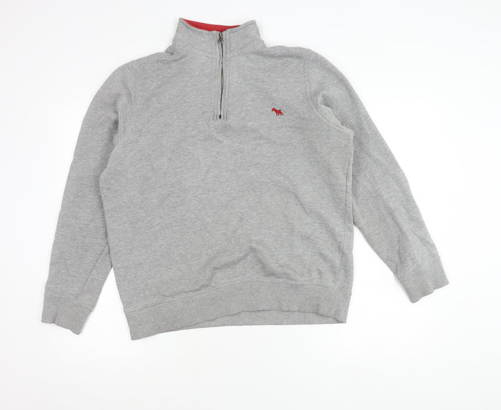 Jack Russell Men's Grey M 1/4 Zip Sweatshirt High Neck Logo