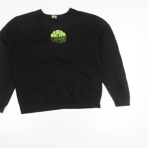 Han Mens Black Medium Pullover Sweatshirt Crew Neck Logo Cotton Blend