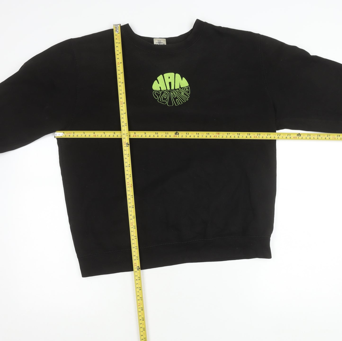 Han Mens Black Medium Pullover Sweatshirt Crew Neck Logo Cotton Blend