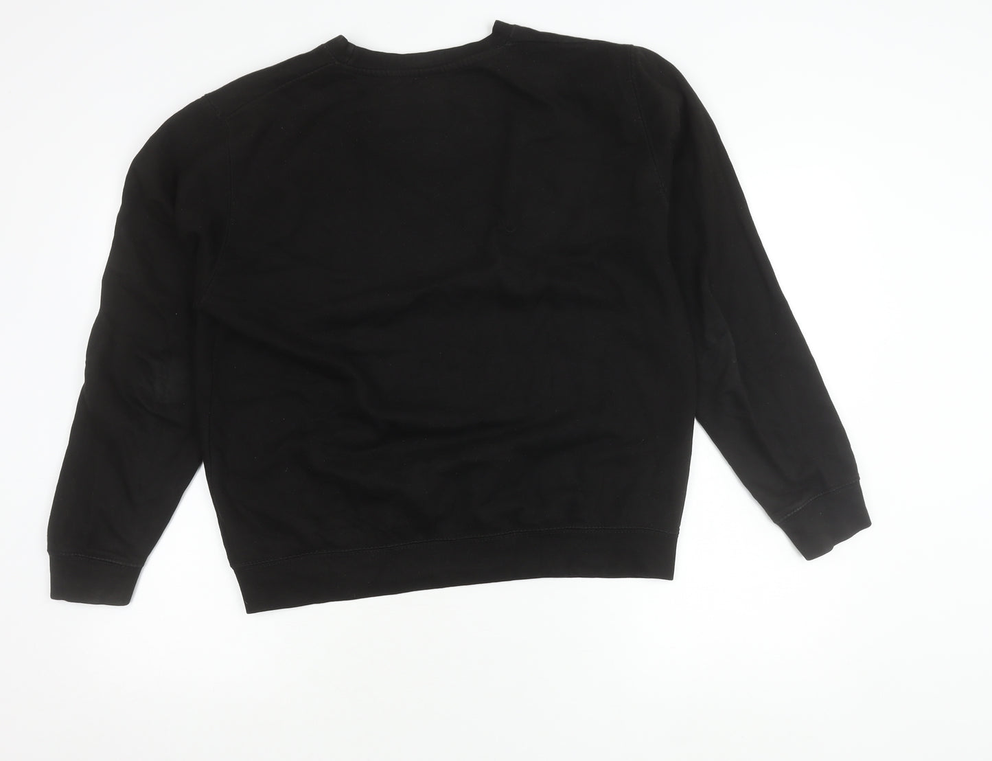 Han Mens Black Medium Pullover Sweatshirt Crew Neck Logo Cotton Blend