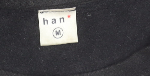 Han Mens Black Medium Pullover Sweatshirt Crew Neck Logo Cotton Blend