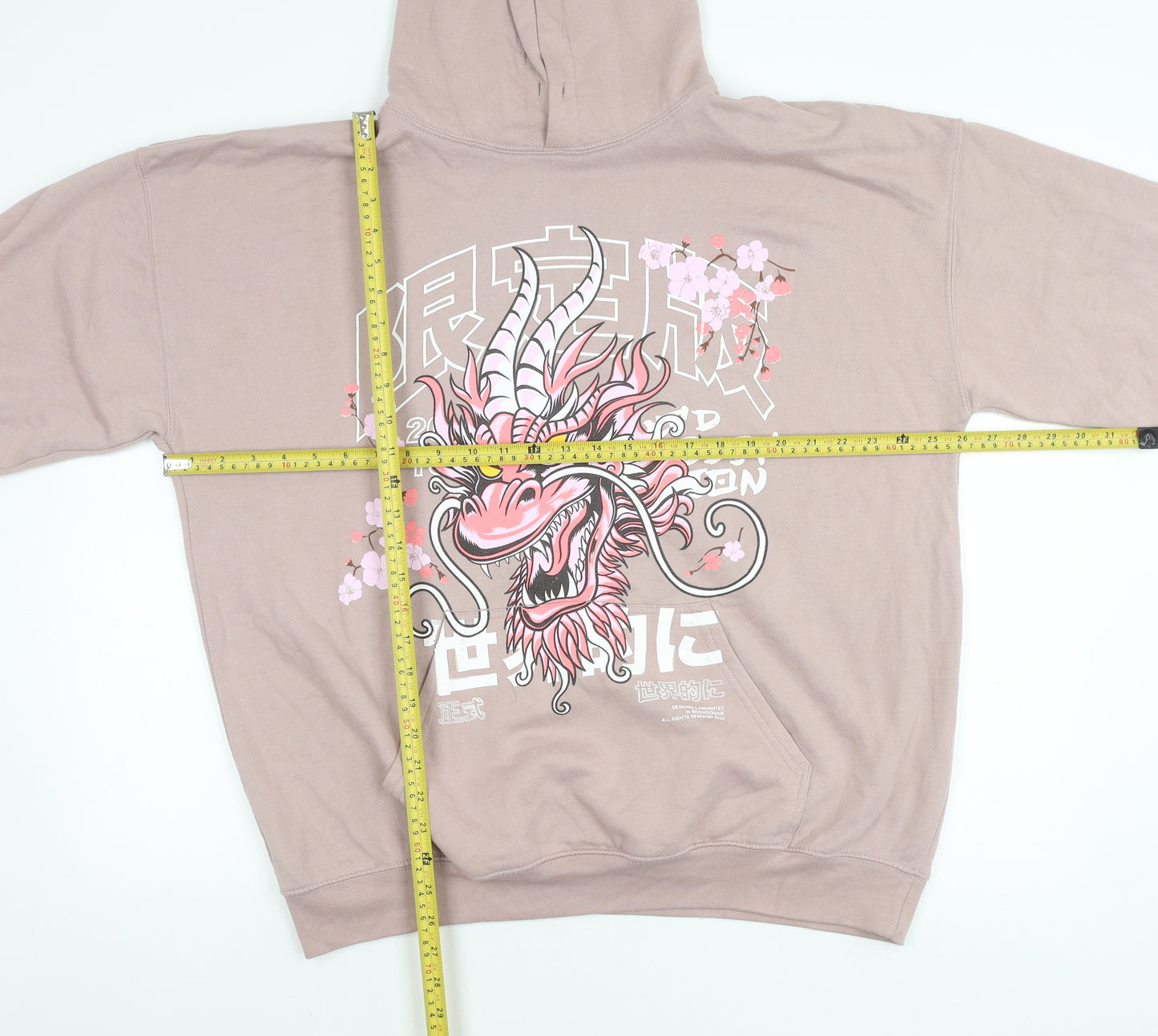 boohooMAN Men’s Pink Dragon Graphic Pullover Hoodie Size M