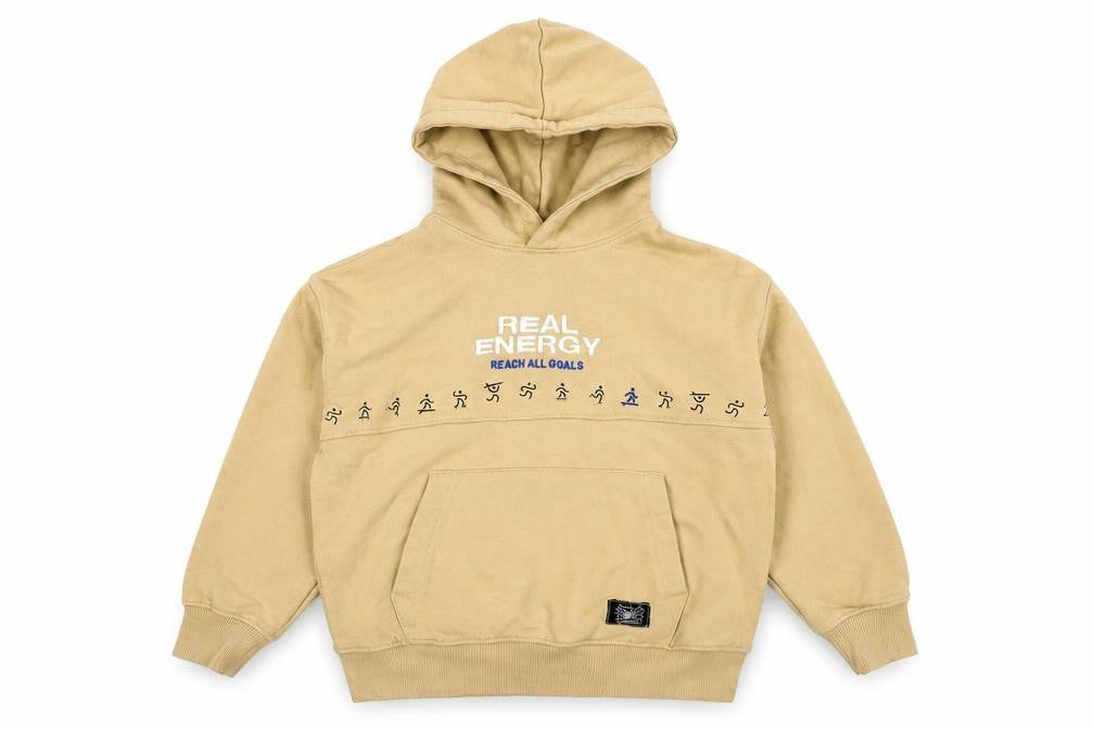 Front view of Zara boys’ beige pullover hoodie 8-9 years cotton blend graphic print