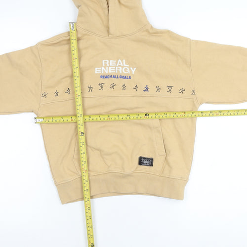 Zara Boys Beige Pullover Hoodie 8-9 Years Cotton Blend Graphic Print