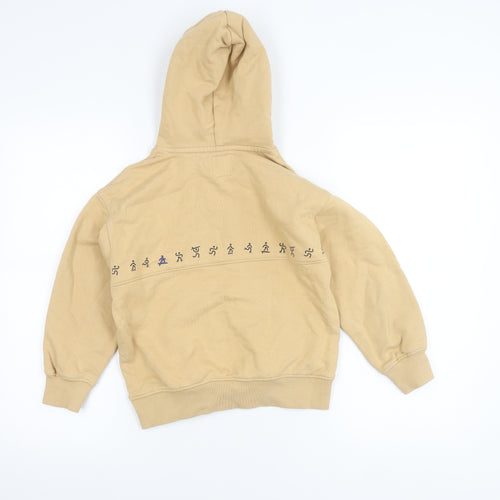 Zara Boys Beige Pullover Hoodie 8-9 Years Cotton Blend Graphic Print