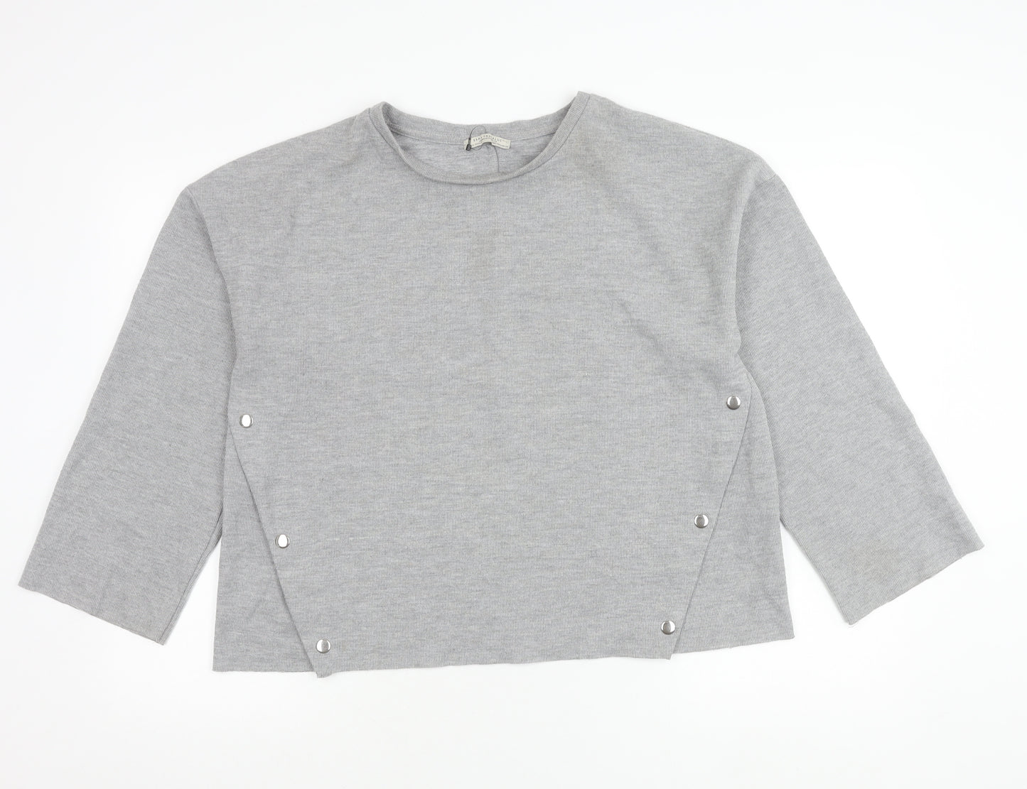 Zara Trafaluc Womens Grey Cotton Crew Neck Pullover Jumper Size 12