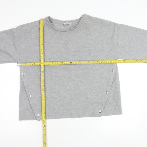 Zara Trafaluc Womens Grey Cotton Crew Neck Pullover Jumper Size 12
