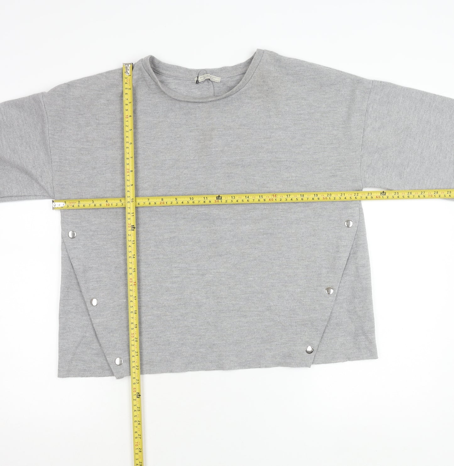 Zara Trafaluc Womens Grey Cotton Crew Neck Pullover Jumper Size 12