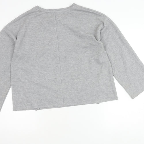 Zara Trafaluc Womens Grey Cotton Crew Neck Pullover Jumper Size 12