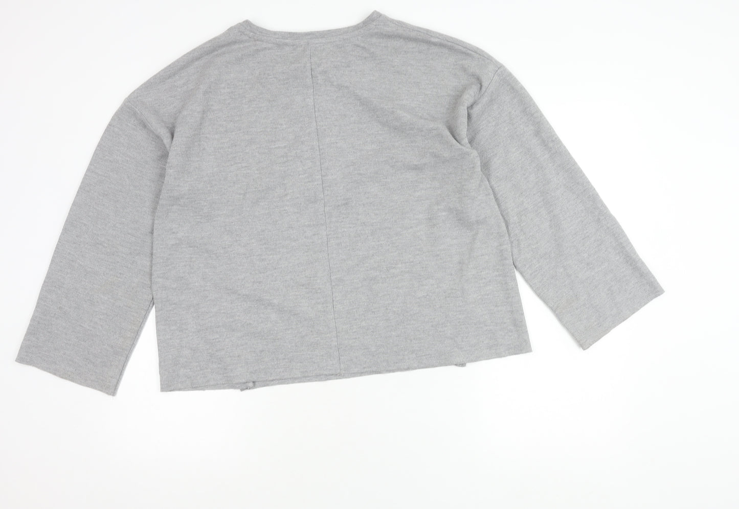 Zara Trafaluc Womens Grey Cotton Crew Neck Pullover Jumper Size 12