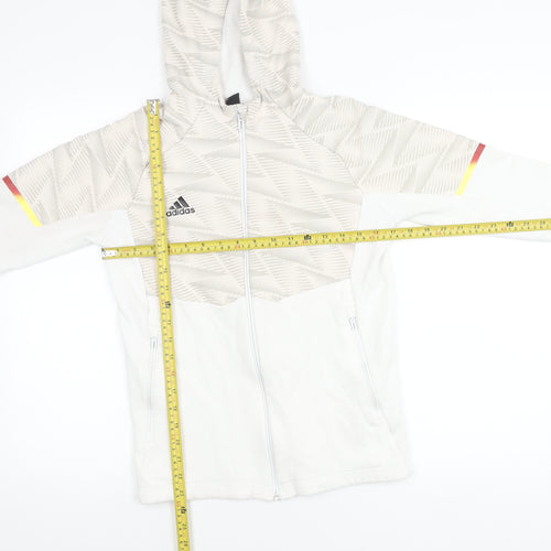 Adidas Boys White Track Jacket Hoodie 12 Years Full Zip Logo Sportswear