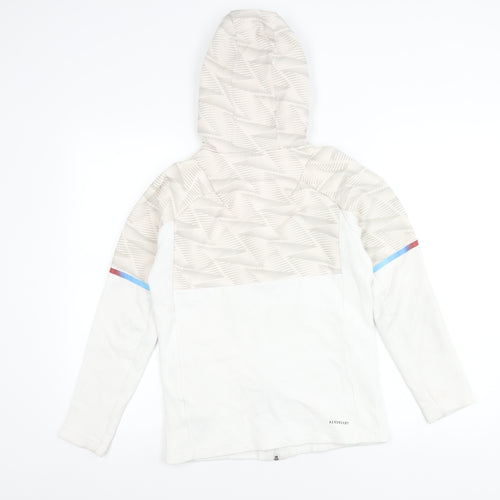 Adidas Boys White Track Jacket Hoodie 12 Years Full Zip Logo Sportswear