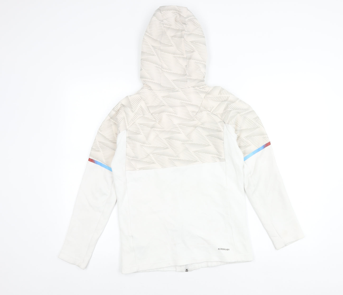 Adidas Boys White Track Jacket Hoodie 12 Years Full Zip Logo Sportswear