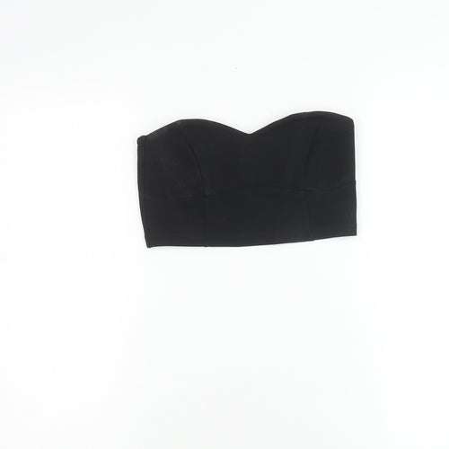 Jack Wills Womens Black Strapless Cropped Sweetheart Top Size 10