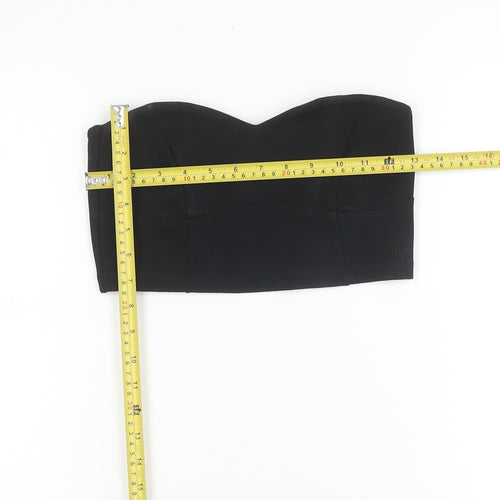Jack Wills Womens Black Strapless Cropped Sweetheart Top Size 10