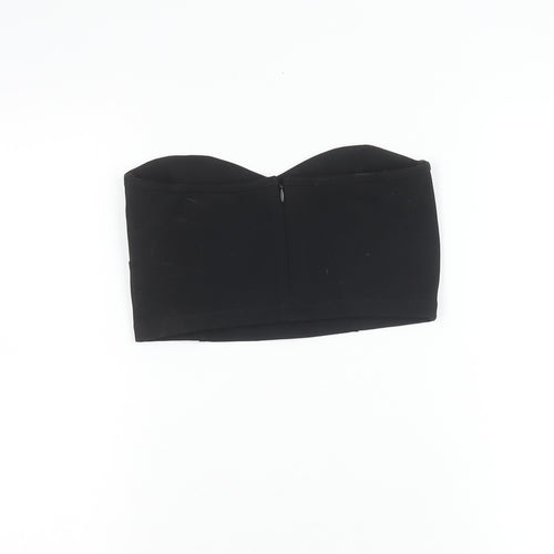 Jack Wills Womens Black Strapless Cropped Sweetheart Top Size 10