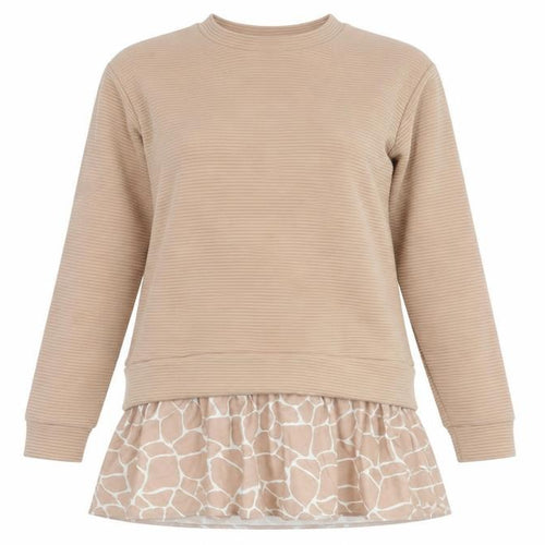 ASOS Women Beige Animal Print Tunic Top UK 10 Long Sleeve Relaxed