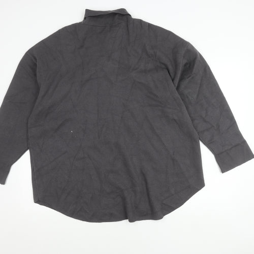 Zara Women Grey Collared Long Sleeve Button Jacket Size L