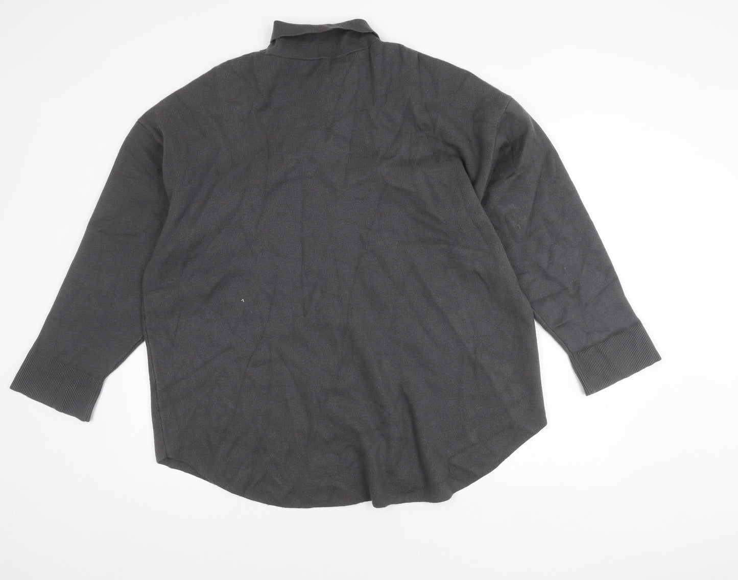 Zara Women Grey Collared Long Sleeve Button Jacket Size L