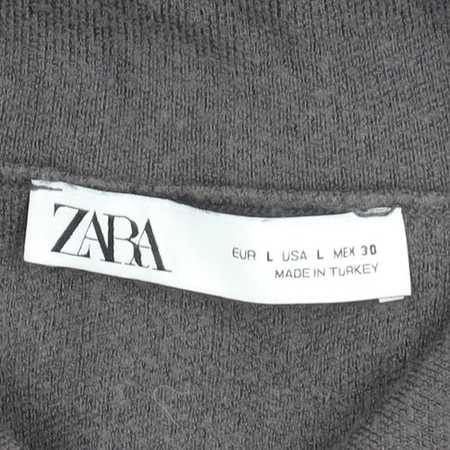 Zara Women Grey Collared Long Sleeve Button Jacket Size L