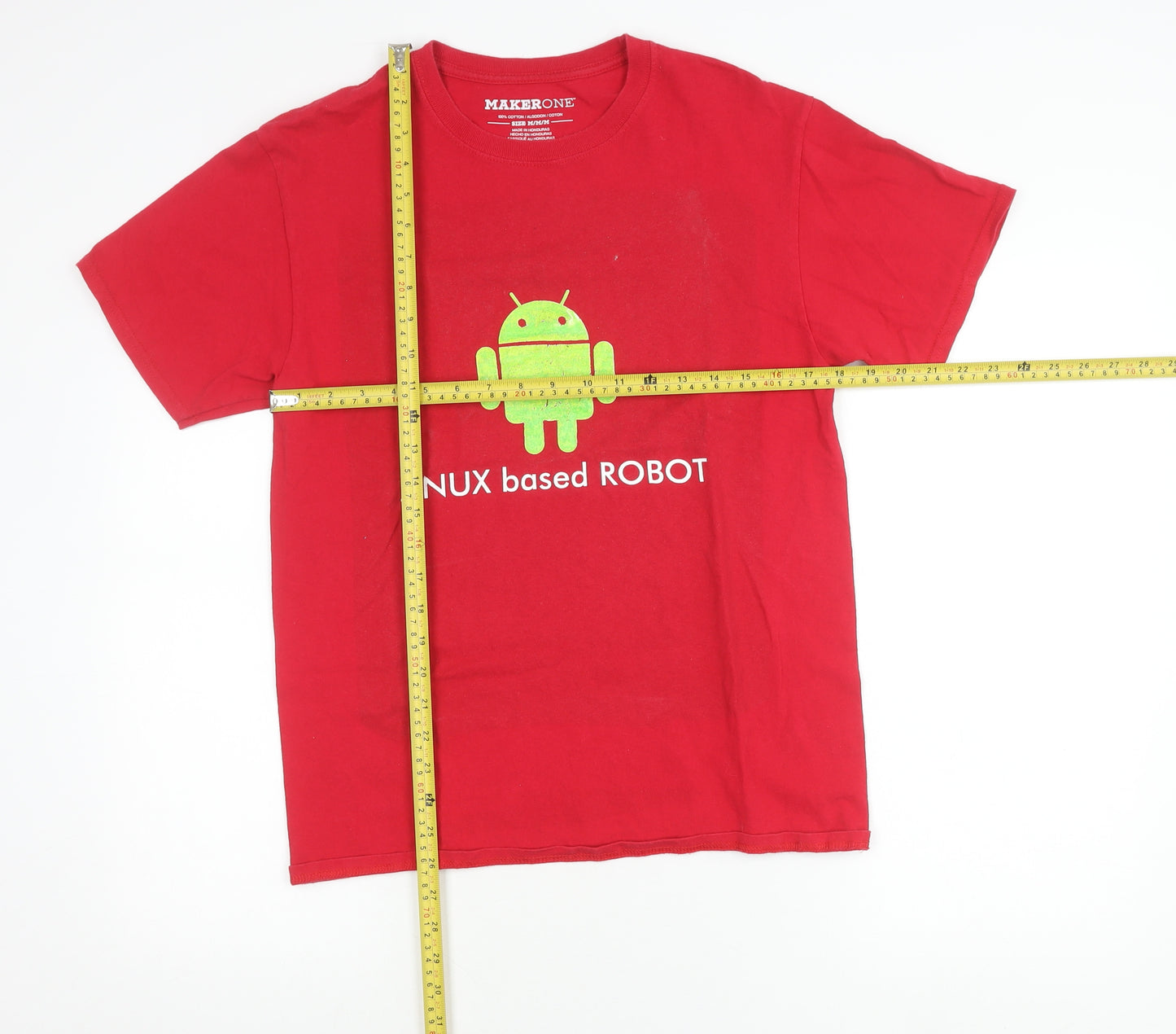 MakerOne Men’s Red Medium Linux Robot Graphic T-Shirt