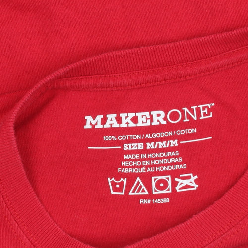 MakerOne Men’s Red Medium Linux Robot Graphic T-Shirt