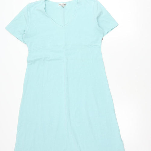Jackpot Women Blue XL Shift Dress V-Neck Jersey Cotton Elastane