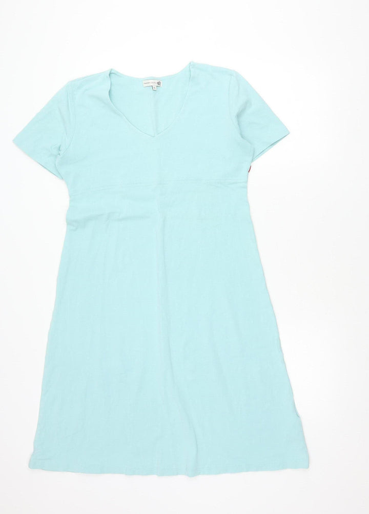 Jackpot Women Blue XL Shift Dress V-Neck Jersey Cotton Elastane
