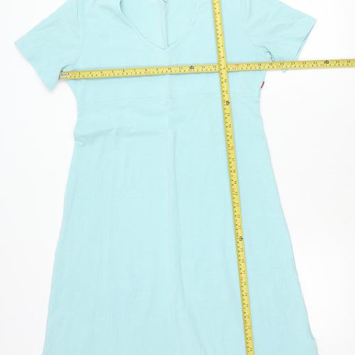 Jackpot Women Blue XL Shift Dress V-Neck Jersey Cotton Elastane