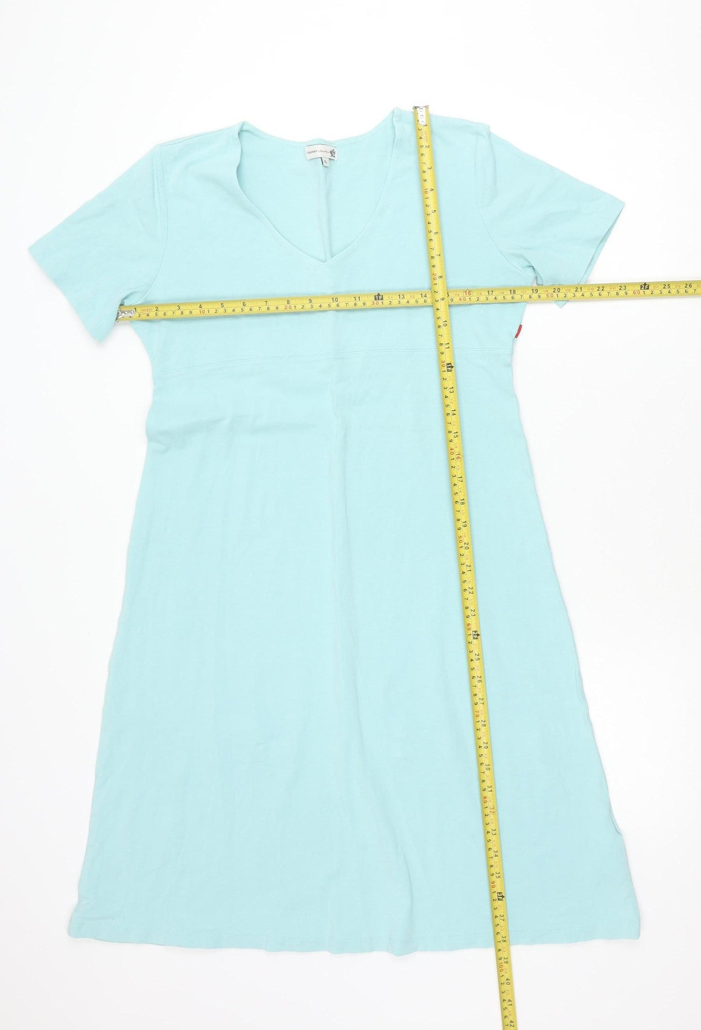 Jackpot Women Blue XL Shift Dress V-Neck Jersey Cotton Elastane