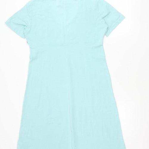 Jackpot Women Blue XL Shift Dress V-Neck Jersey Cotton Elastane