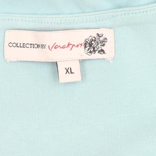 Jackpot Women Blue XL Shift Dress V-Neck Jersey Cotton Elastane