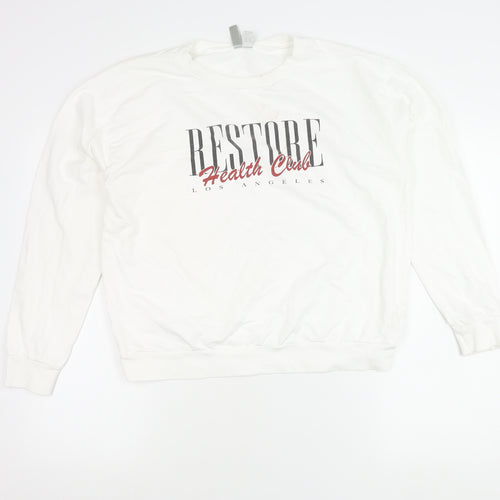ASOS Women’s White Crew Neck Sweatshirt Size 14 Graphic Print