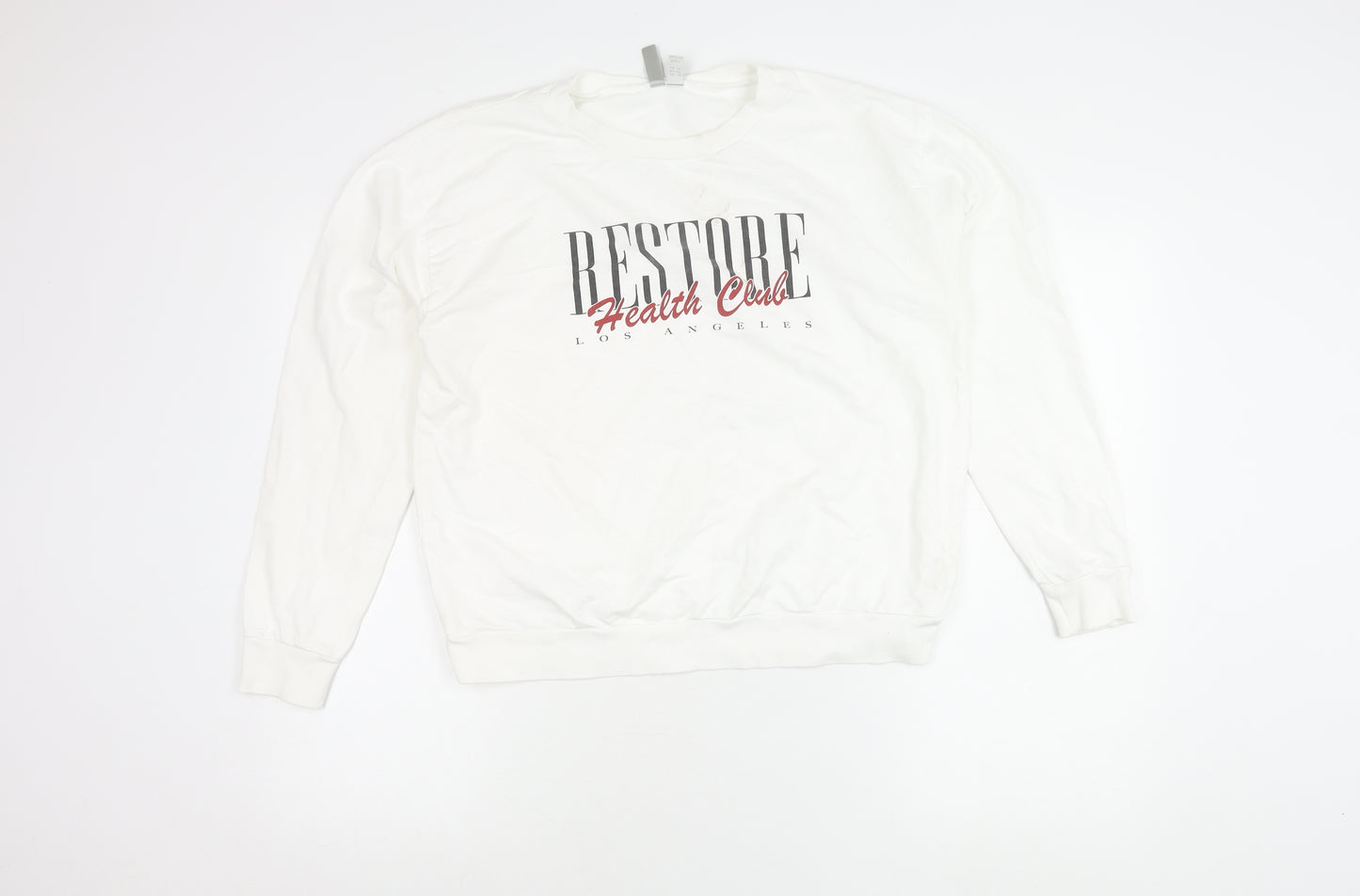 ASOS Women’s White Crew Neck Sweatshirt Size 14 Graphic Print