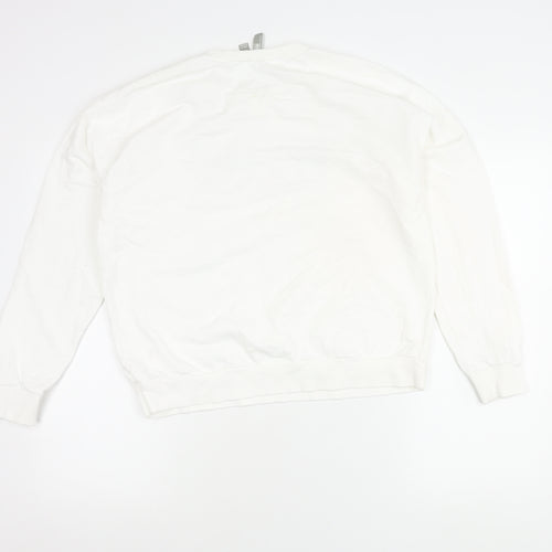 ASOS Women’s White Crew Neck Sweatshirt Size 14 Graphic Print