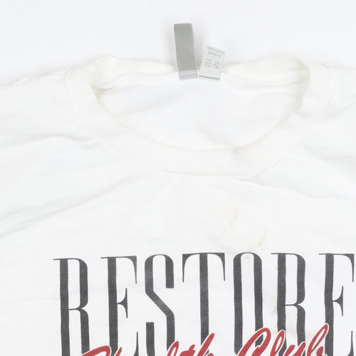 ASOS Women’s White Crew Neck Sweatshirt Size 14 Graphic Print