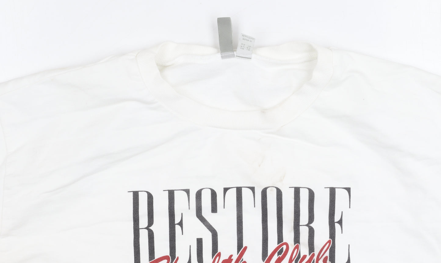 ASOS Women’s White Crew Neck Sweatshirt Size 14 Graphic Print