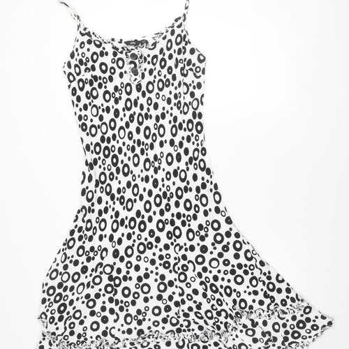 Marks and Spencer Women’s Black White Polka Dot Asymmetric Slip Dress Size 12